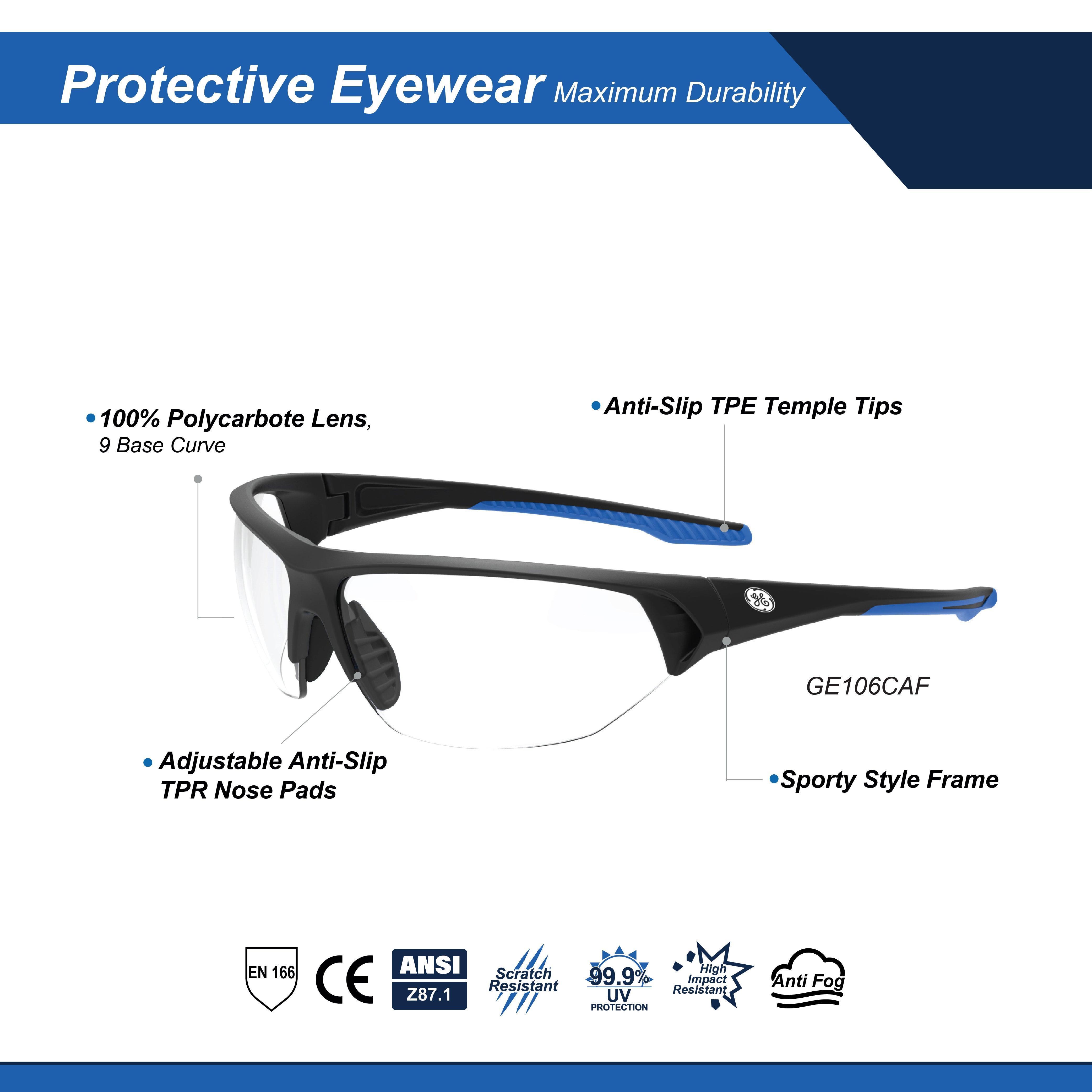 General Electric Half Frame Safety Glasses (06 Series) (Black/Blue)
