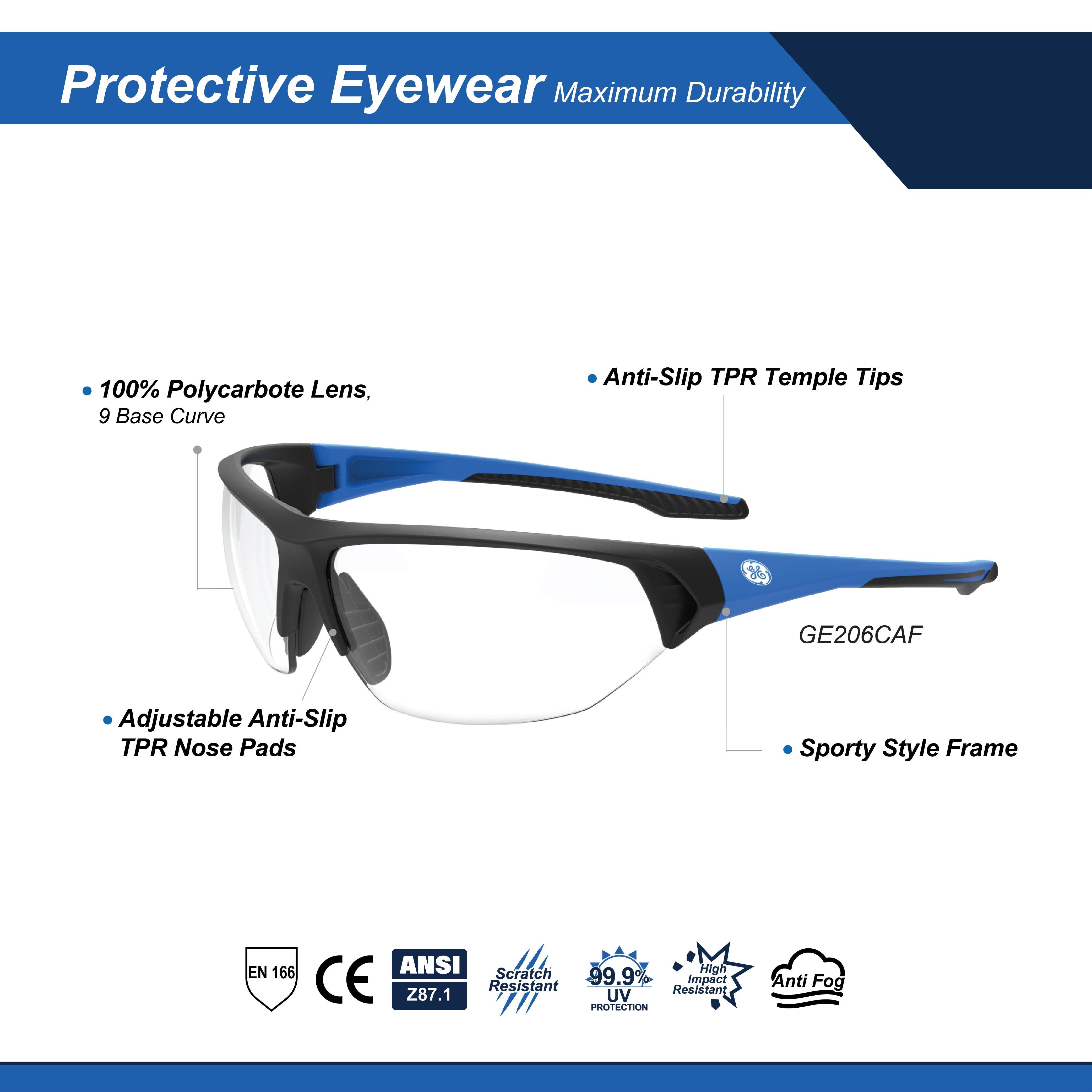 General Electric Half Frame Safety Glasses (06 Series) (Blue/Black)