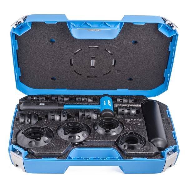 SKF TMFT 36 Bearing Fitting Tool Kit, 36 Impact Rings, 3 Impact Sleeves, Dead-Blow Hammer, Carry Case - Apollo Industries llc