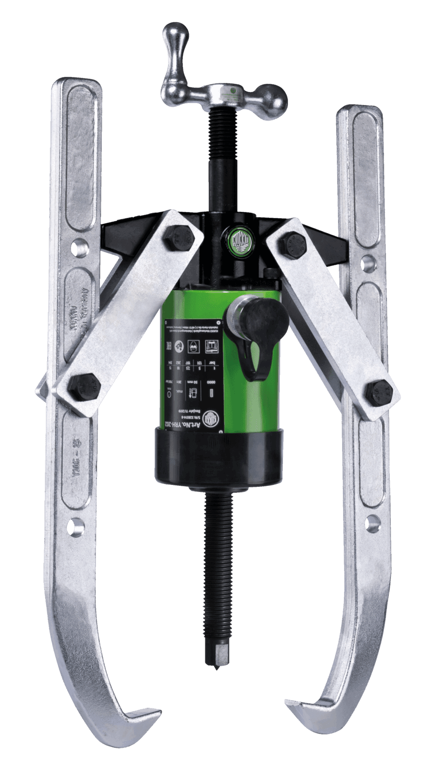 Kukko Y58-215 Hydraulic, 2-arm puller with adjustable clamping depth and hydraulic hollow piston cylinder for pump drive (high tractive force up to 45 t) - Apollo Industries llc