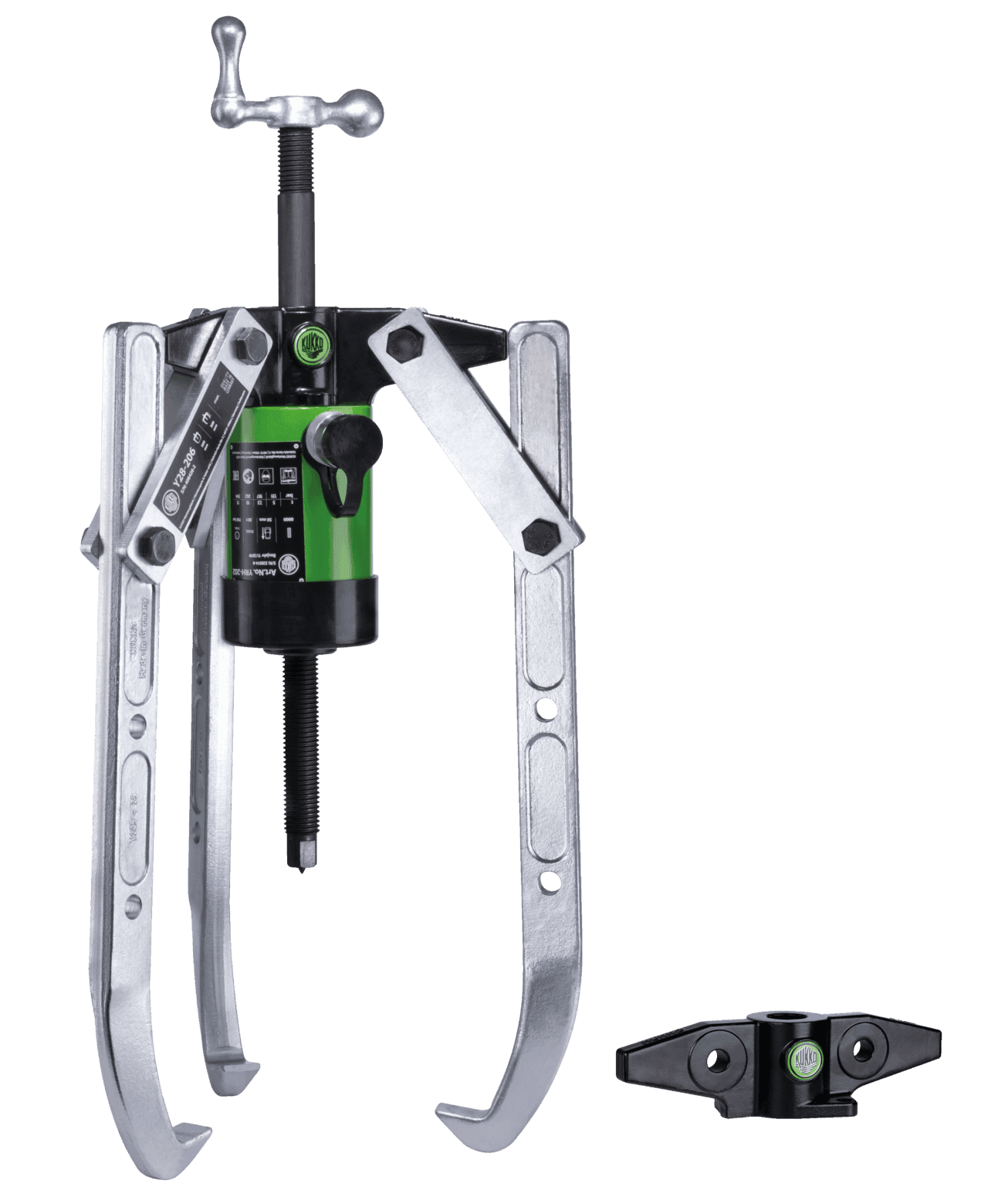 Kukko Y38-206 Hydraulic, 2- and 3-arm pullers with adjustable clamping depth and hydraulic hollow piston cylinder for pump drive (high tractive force up to 45 t) - Apollo Industries llc