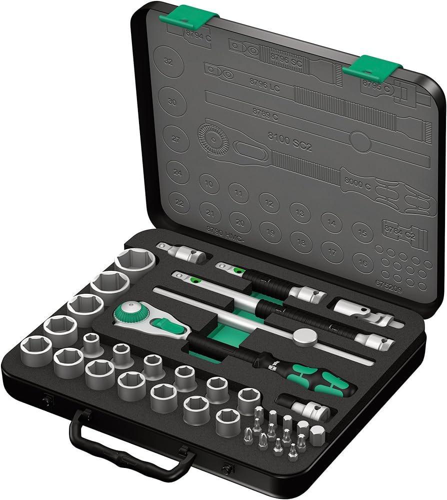 Wera 8100 SC 2 Zyklop Speed Ratchet Set, 1/2" drive, metric, 37 pieces (05003645001) - Apollo Industries