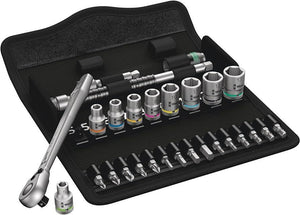 Wera 8100 SA 8 Zyklop Metal Ratchet Set with switch lever, 1/4" drive, metric, 28 pieces (05004018001) - Apollo Industries
