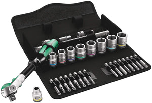 Wera 8100 SB 9 Zyklop Speed Ratchet Set, 3/8" drive, imperial, 29 pieces (05004049001) - Apollo Industries