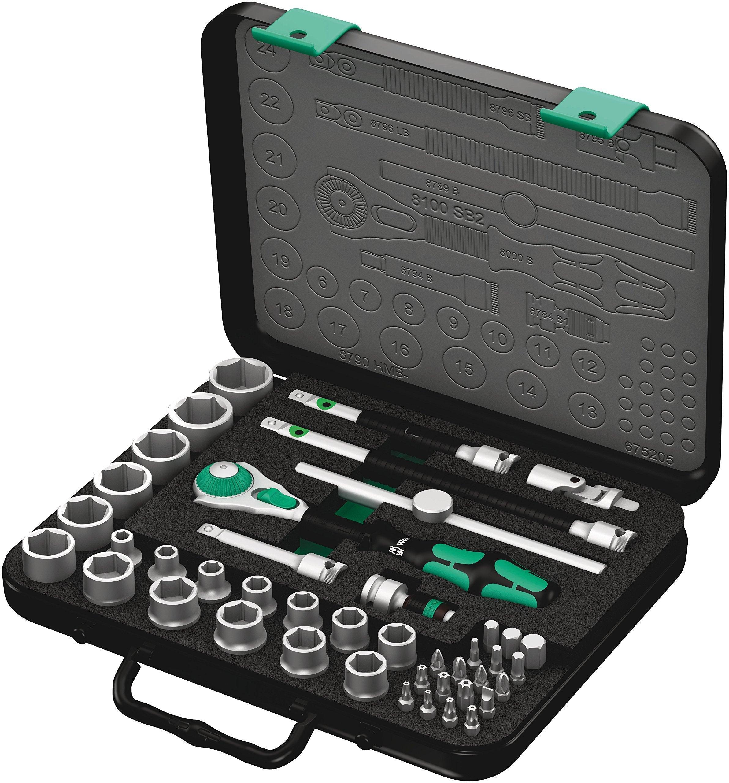 Wera 8100 SA 2 Zyklop Speed Ratchet Set, 1/4" drive, metric, 42 pieces (05003533001) - Apollo Industries