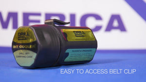 A photo of the drill case on its side sitting on a table
