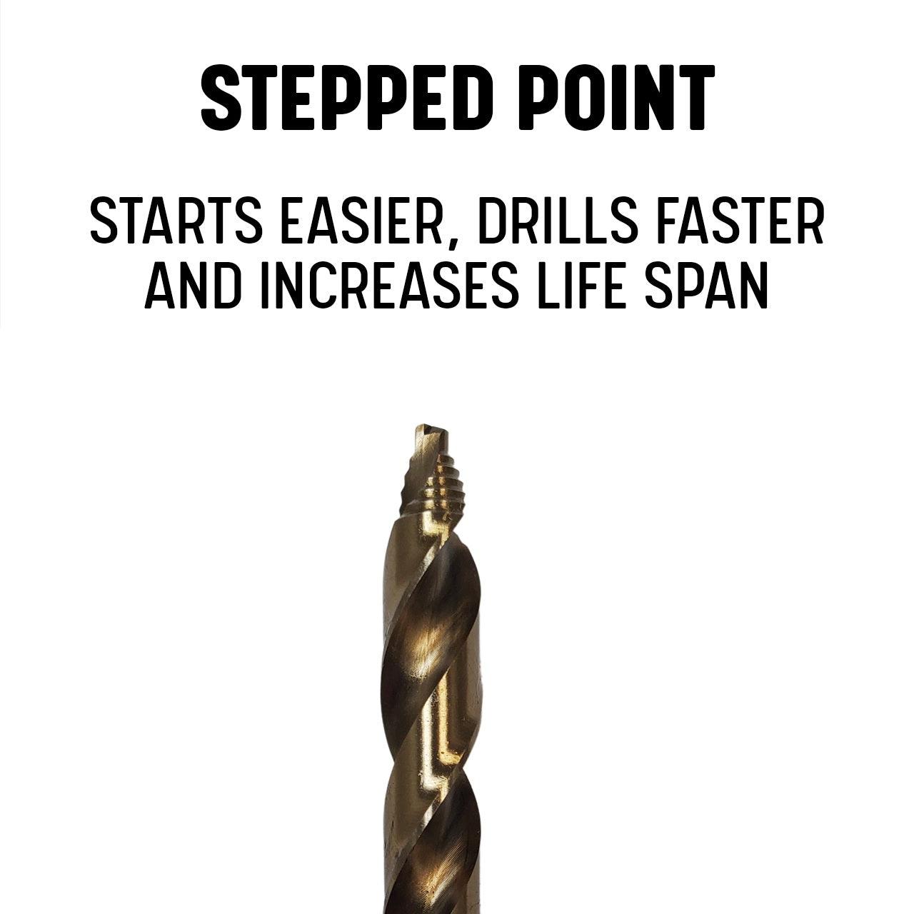 A close-up of a drill with text descibing the drill step-point