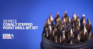 A close uf of the drill case and dills with text describing the drills