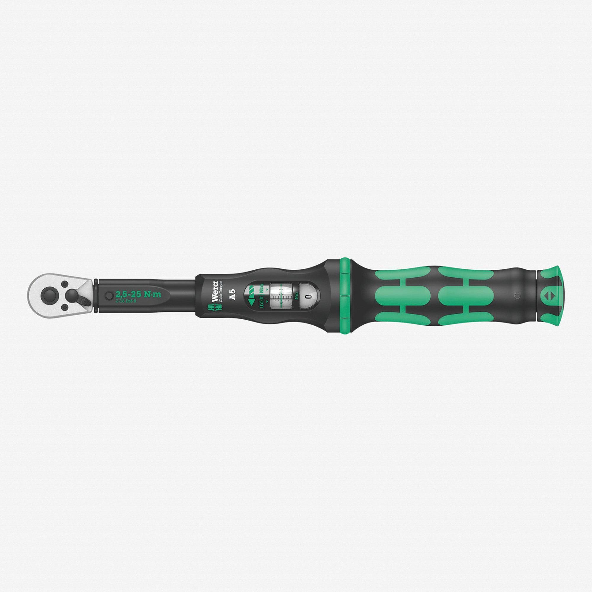 Wera Click-Torque A 5 torque wrench with reversible ratchet, 2.5-25 Nm (05075604001) - Apollo Industries
