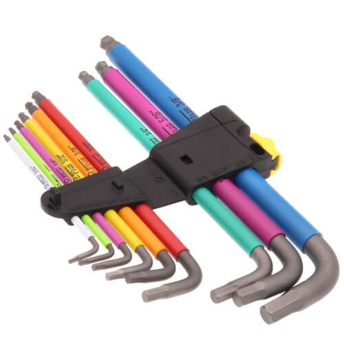 Wera 950/9 Hex-Plus Multicolour Imperial 2 L-key set, imperial, BlackLaser, 9 pieces (05022640001) - Apollo Industries 