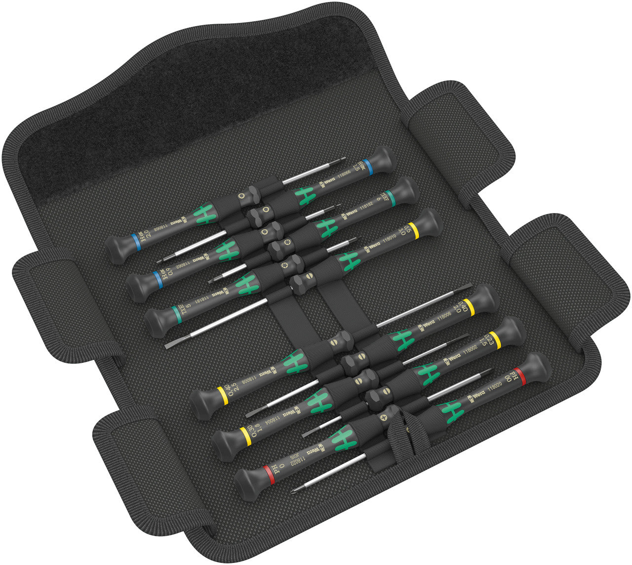 Wera Kraftform Micro 12 Universal 1 screwdriver set for electronic applications, 12 pieces (05073675001) - Apollo Industries 