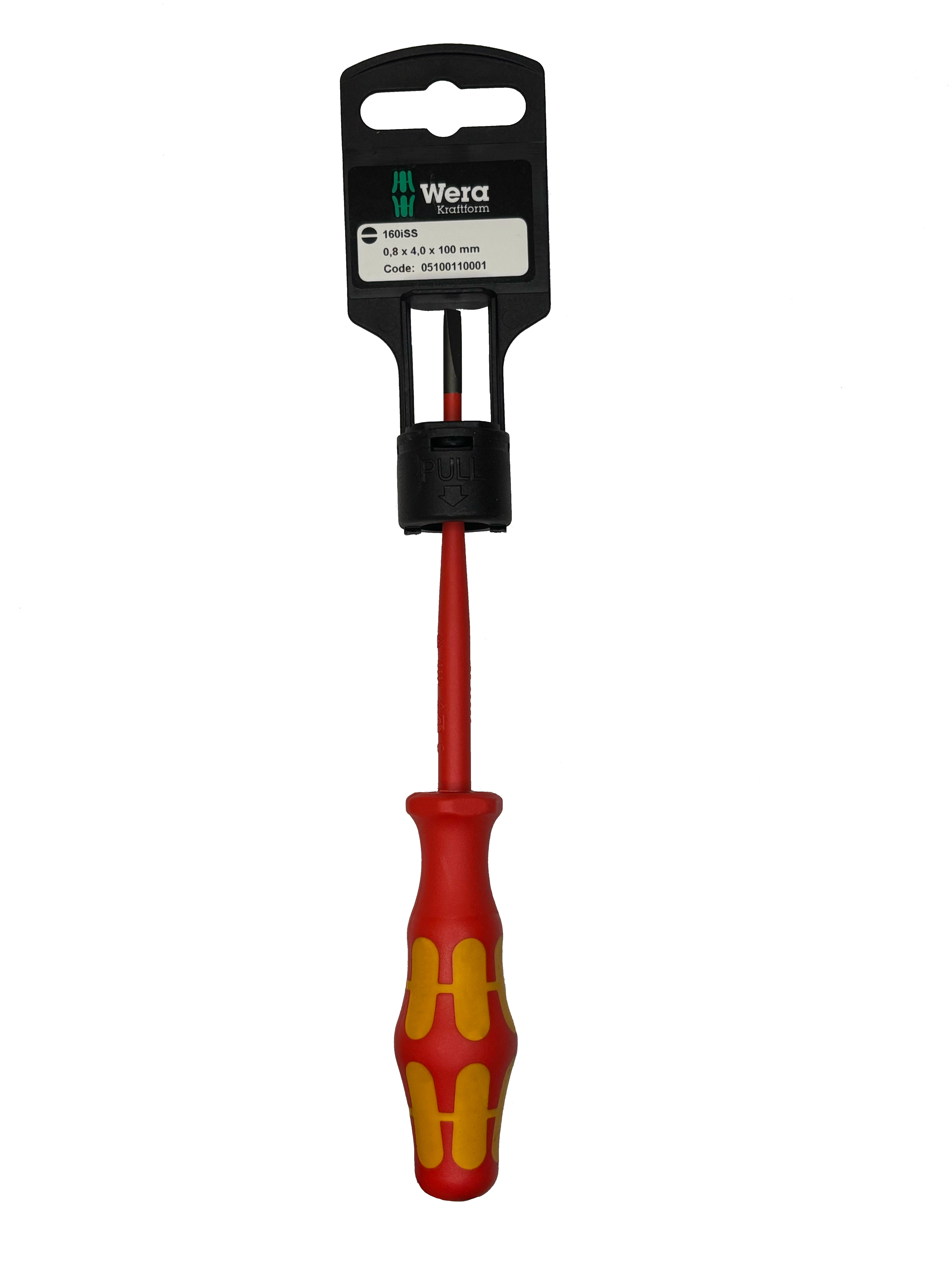 Wera 160ISS 0,8 X 4,0 X 100 MM HANG-TAG VDE INSULATED SCREWDRIVER 05100110001