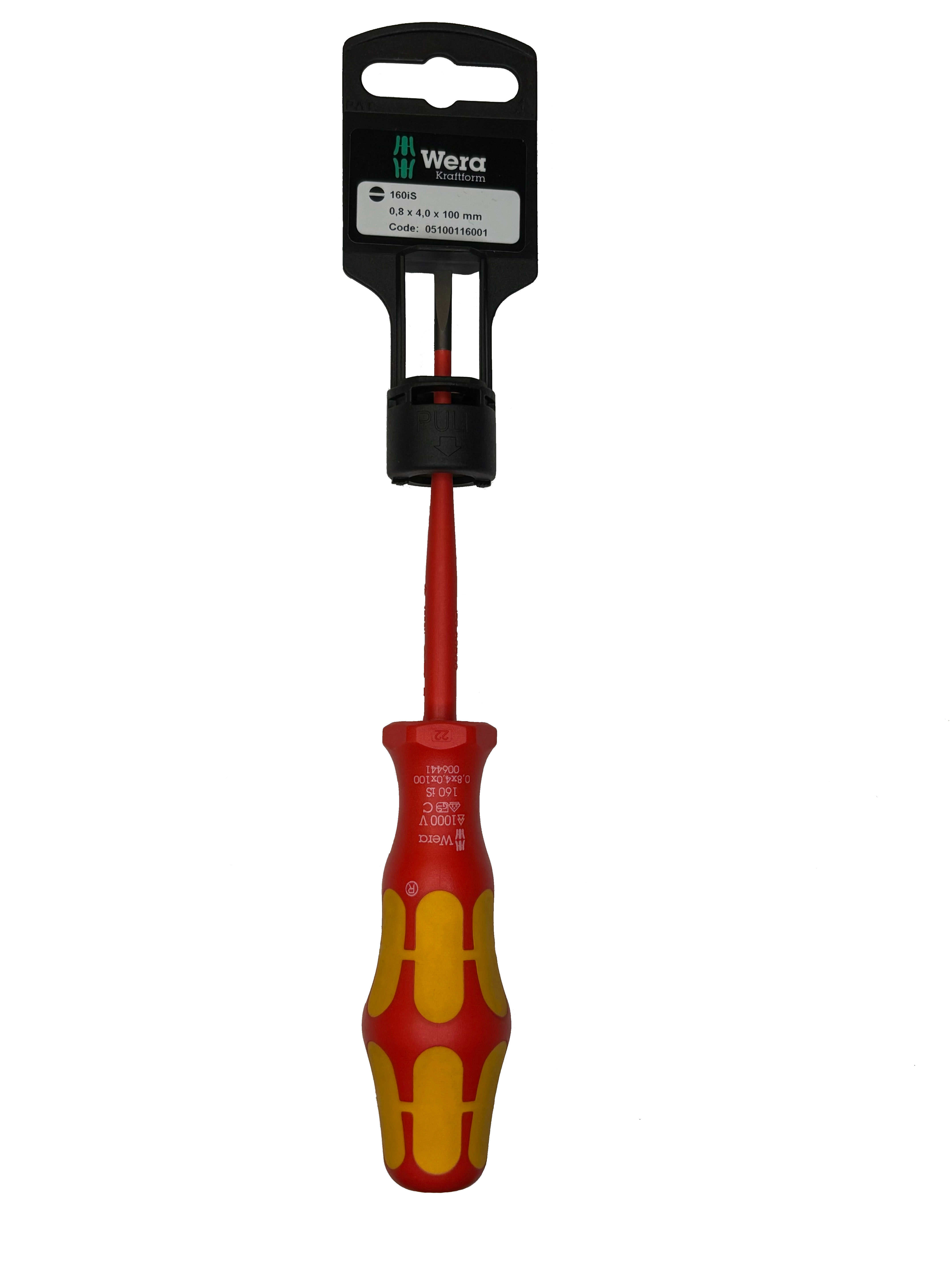 Wera 160IS 0,8 X 4,0 X 100 MM HANG-TAG VDE INSULATED SCREWDRIVER 05100116001
