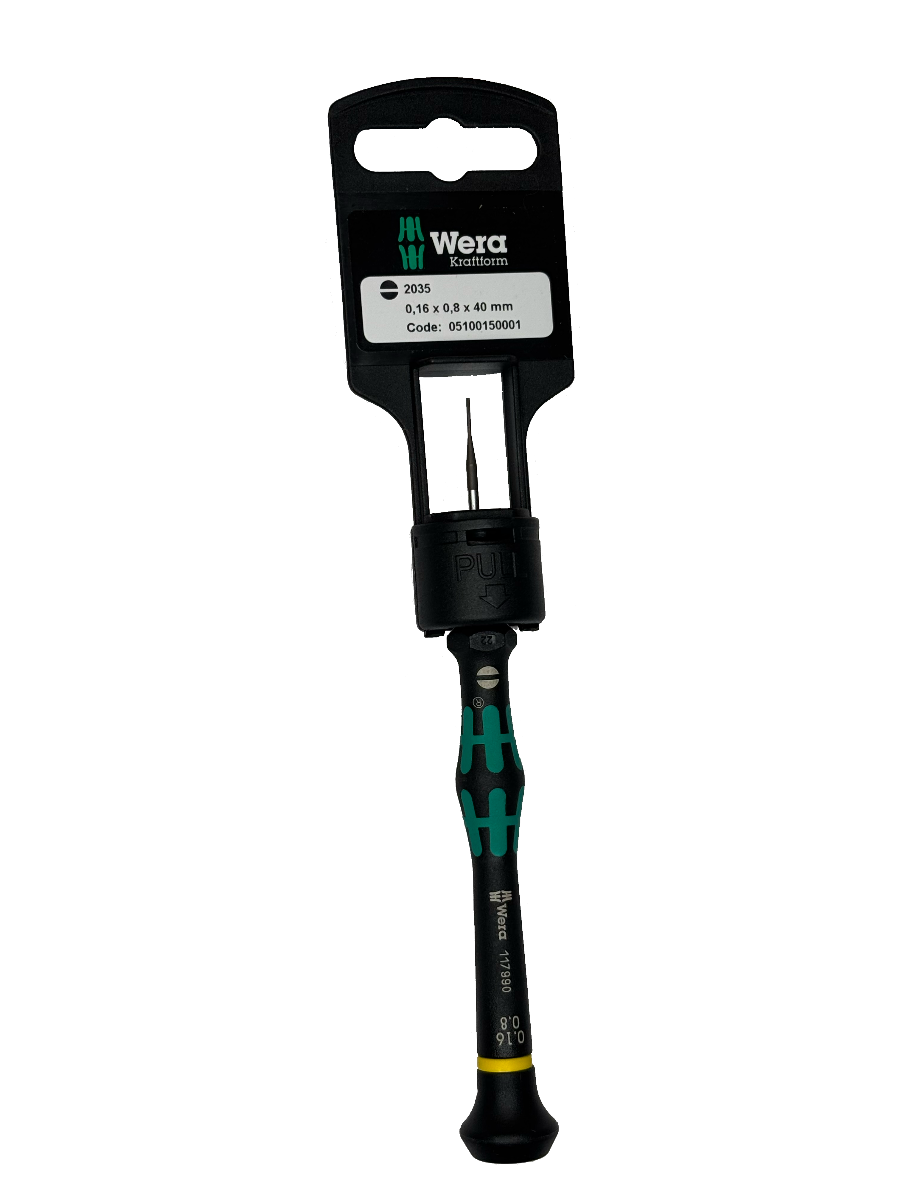 Wera 2035   0,16 X 0,8 X 40 MM HANG-TAG MICRO S/DRIVER FOR SLOTTED SCREWS 05100150001