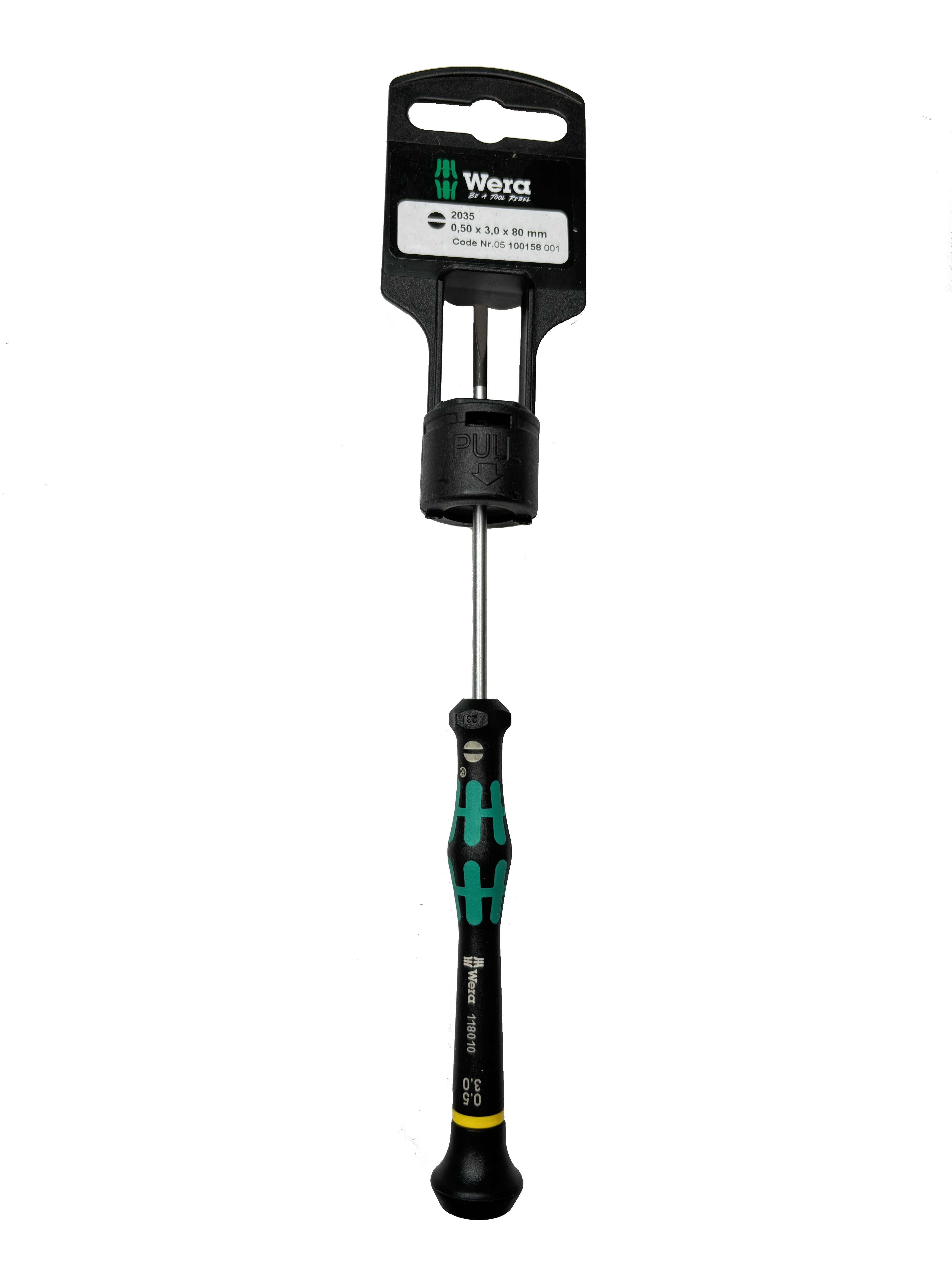 Wera 2035   0,50 X 3,0 X 80 MM HANG-TAG MICRO S/DRIVER FOR SLOTTED SCREWS 05100158001