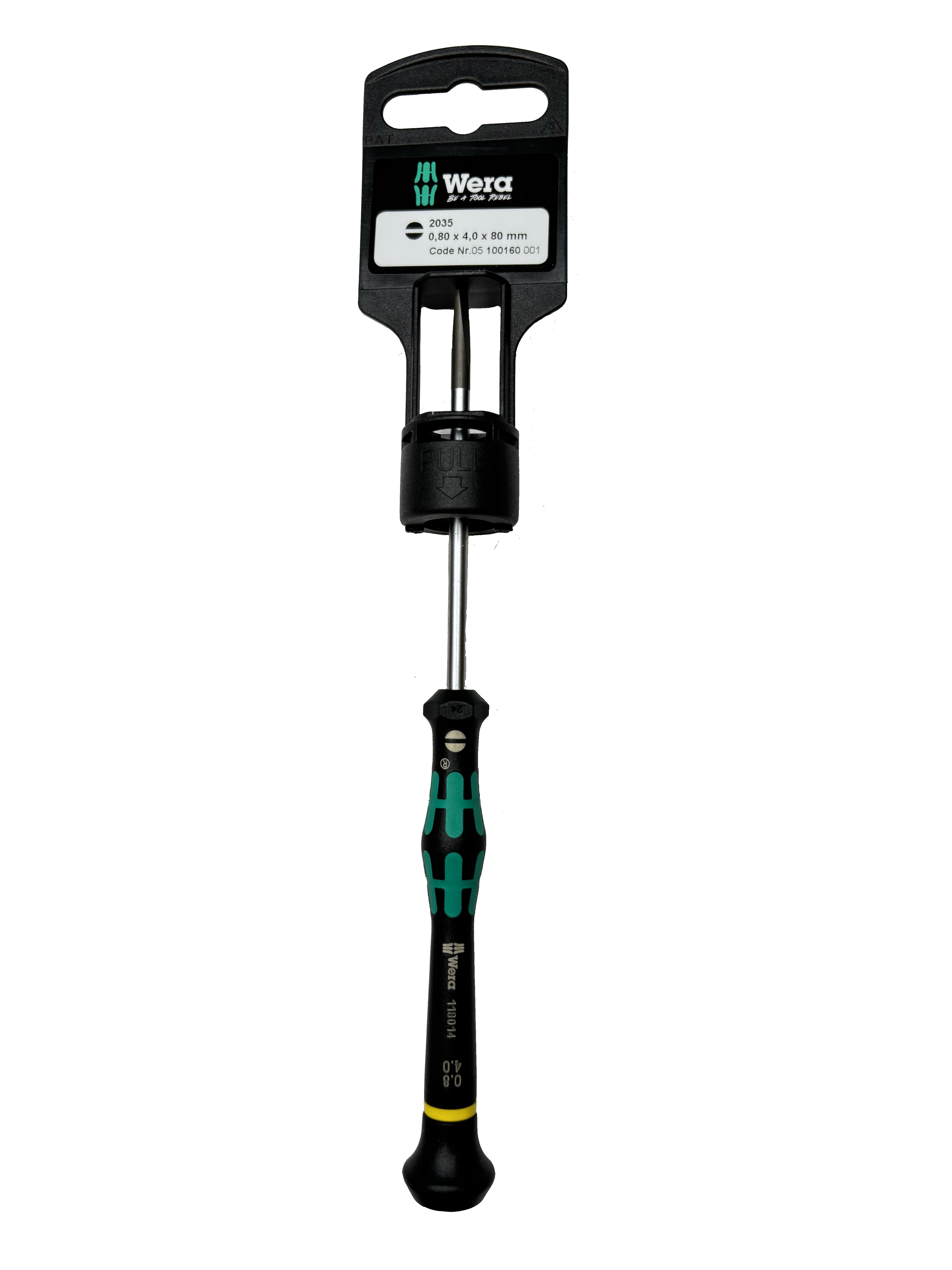 Wera 2035   0,80 X 4,0 X 80 MM HANG-TAG MICRO S/DRIVER FOR SLOTTED SCREWS 05100160001