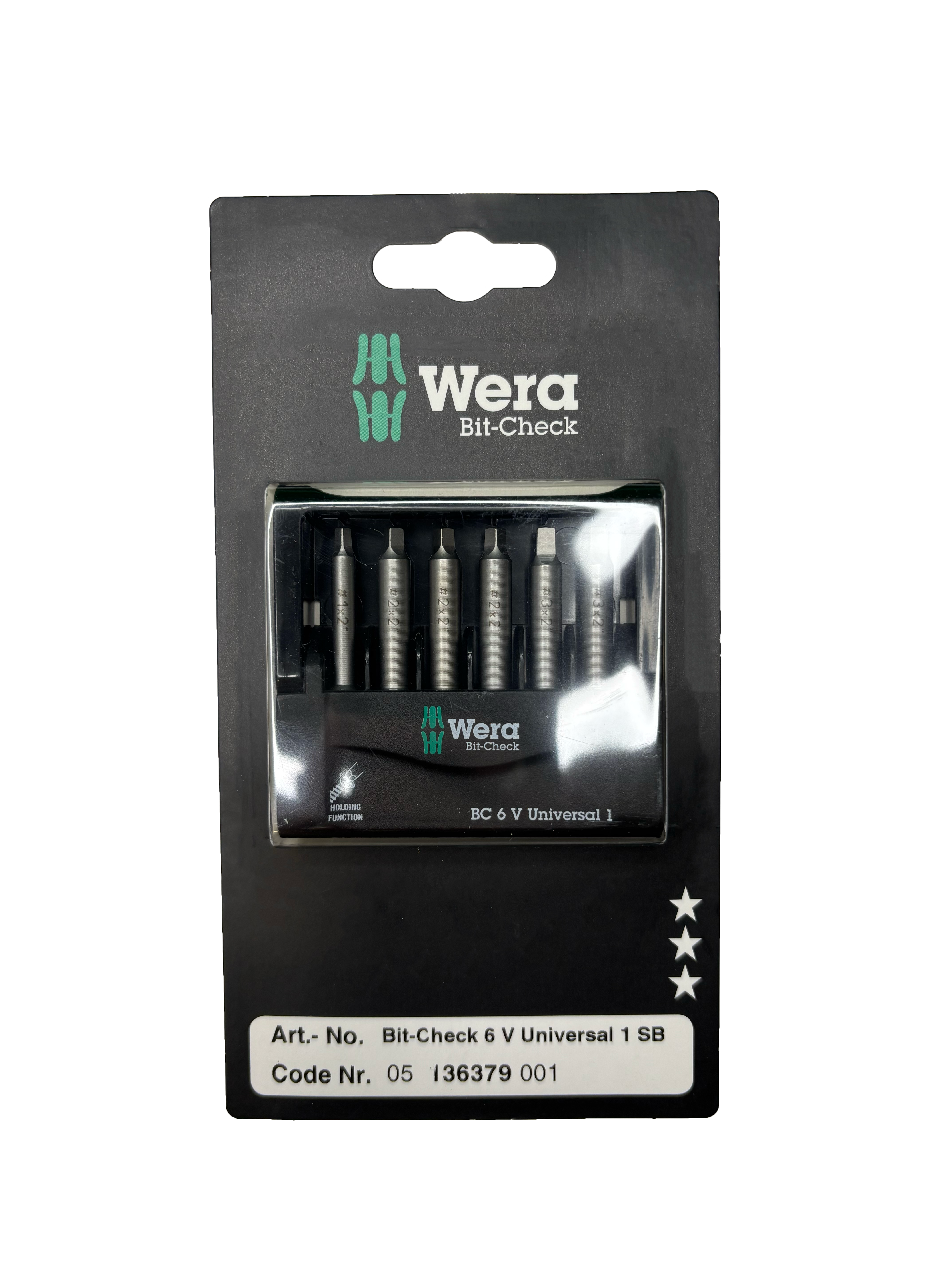 Wera BIT-CHECK 6 V UNIVERSAL 1 SB 50MM BITS FOR SQ SCREWS 05136379001