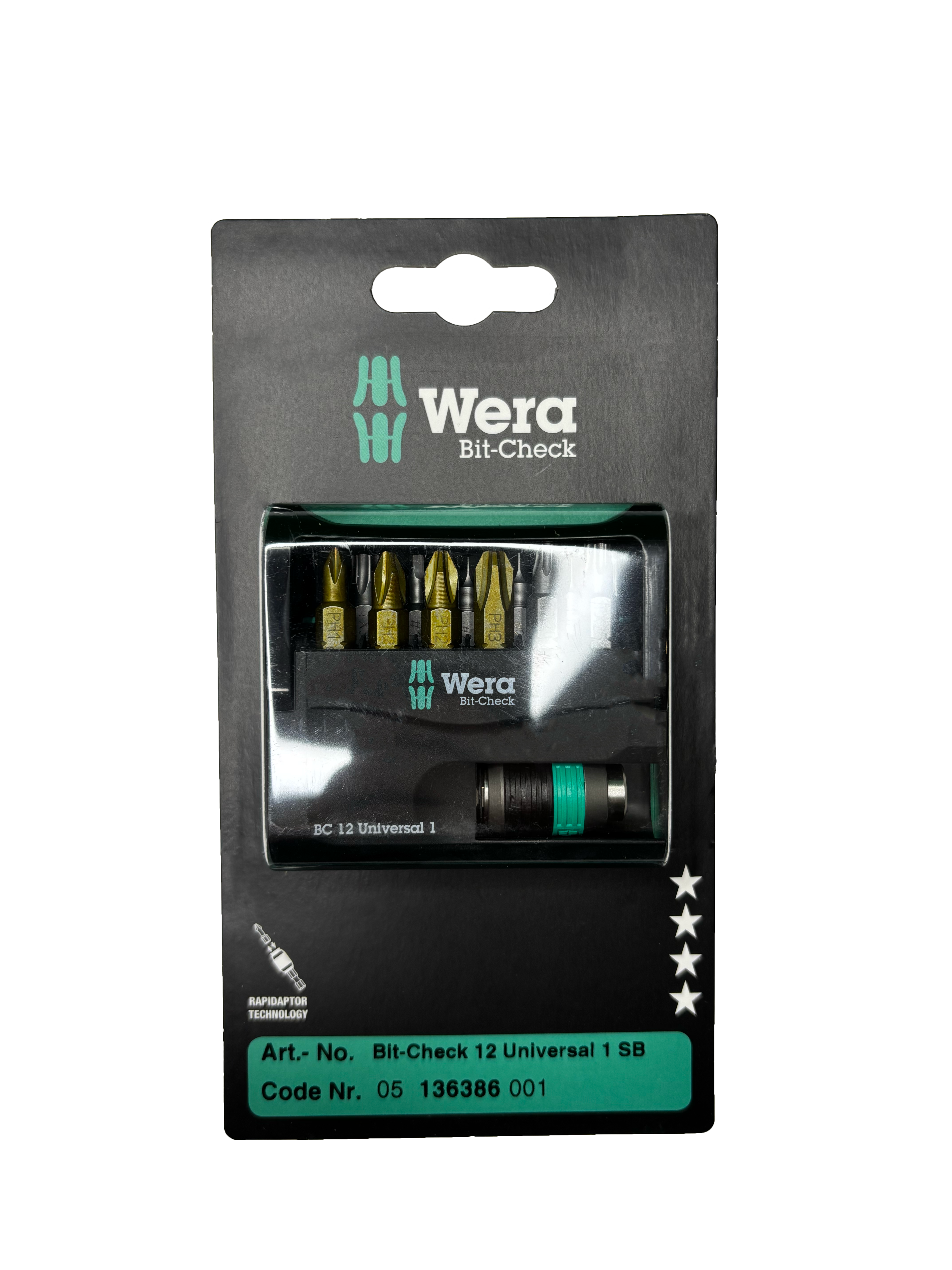 Wera BIT-CHECK 12 UNIVERSAL 1 SB 25MM BITS FOR PH/TX/SQ SCREWS 05136386001