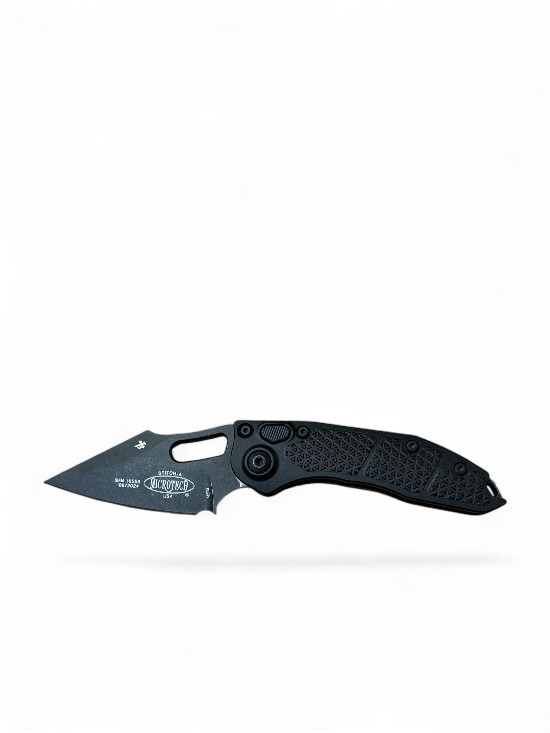 Microtech 169-1AP Stitch S/E - Black Handle - Black Apocalyptic Blade