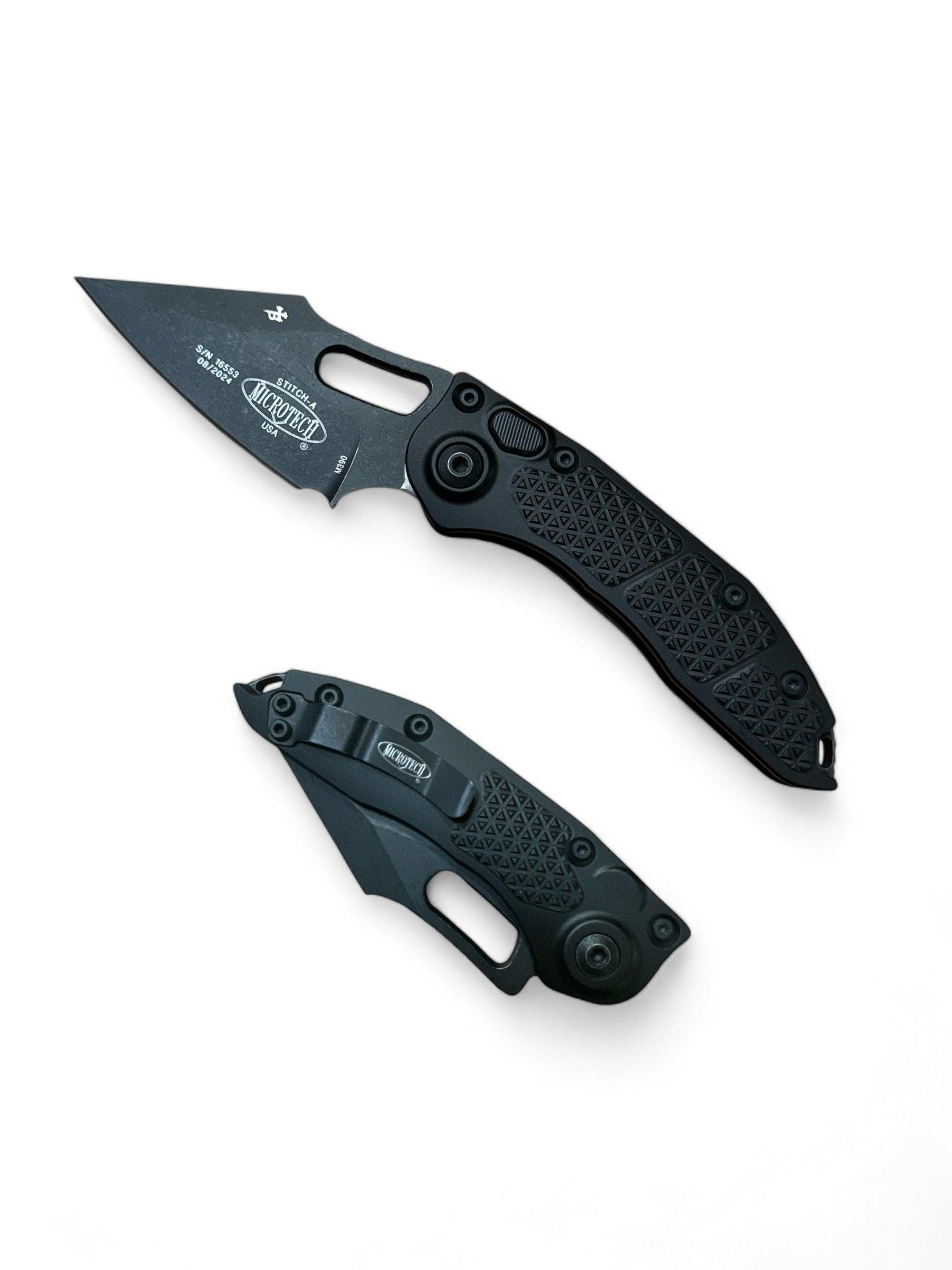 Microtech 169-1AP Stitch S/E - Black Handle - Black Apocalyptic Blade