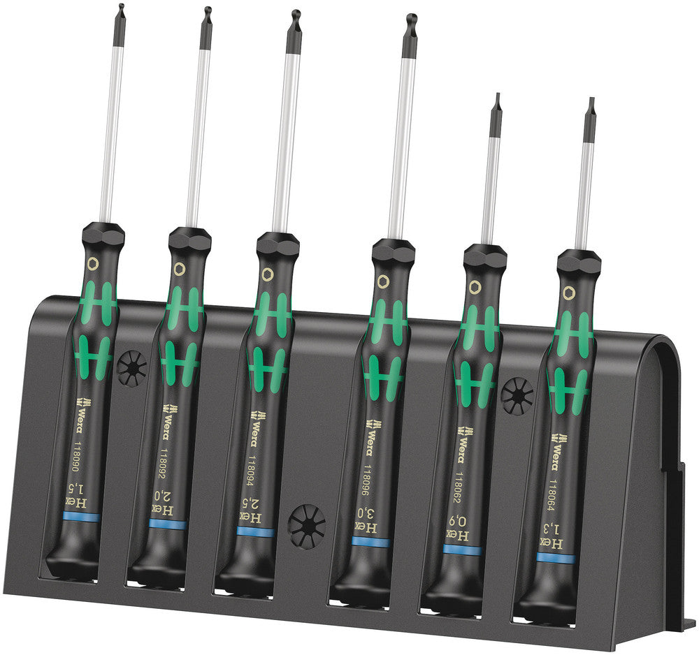 Wera 2052/6 Hexagon screwdriver set and rack for electronic applications 05118156001