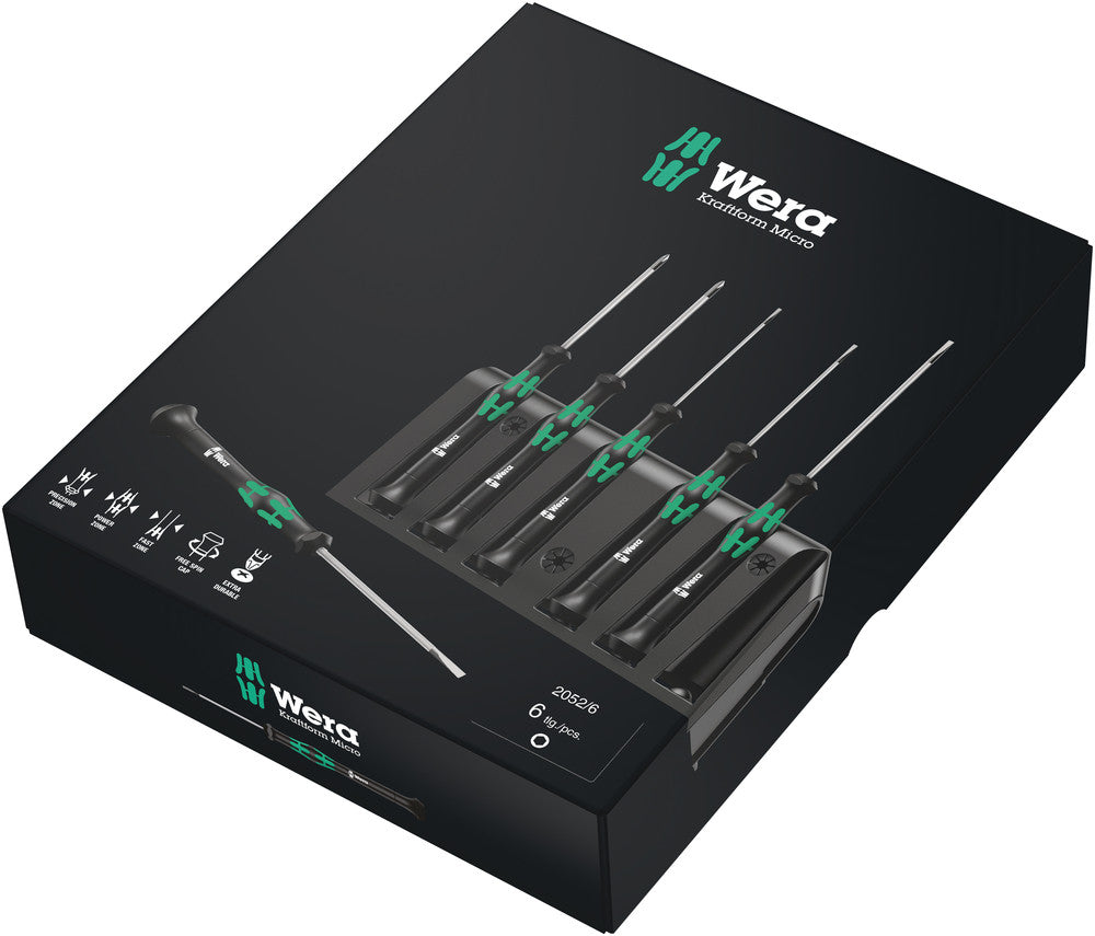 Wera 2052/6 Hexagon screwdriver set and rack for electronic applications 05118156001