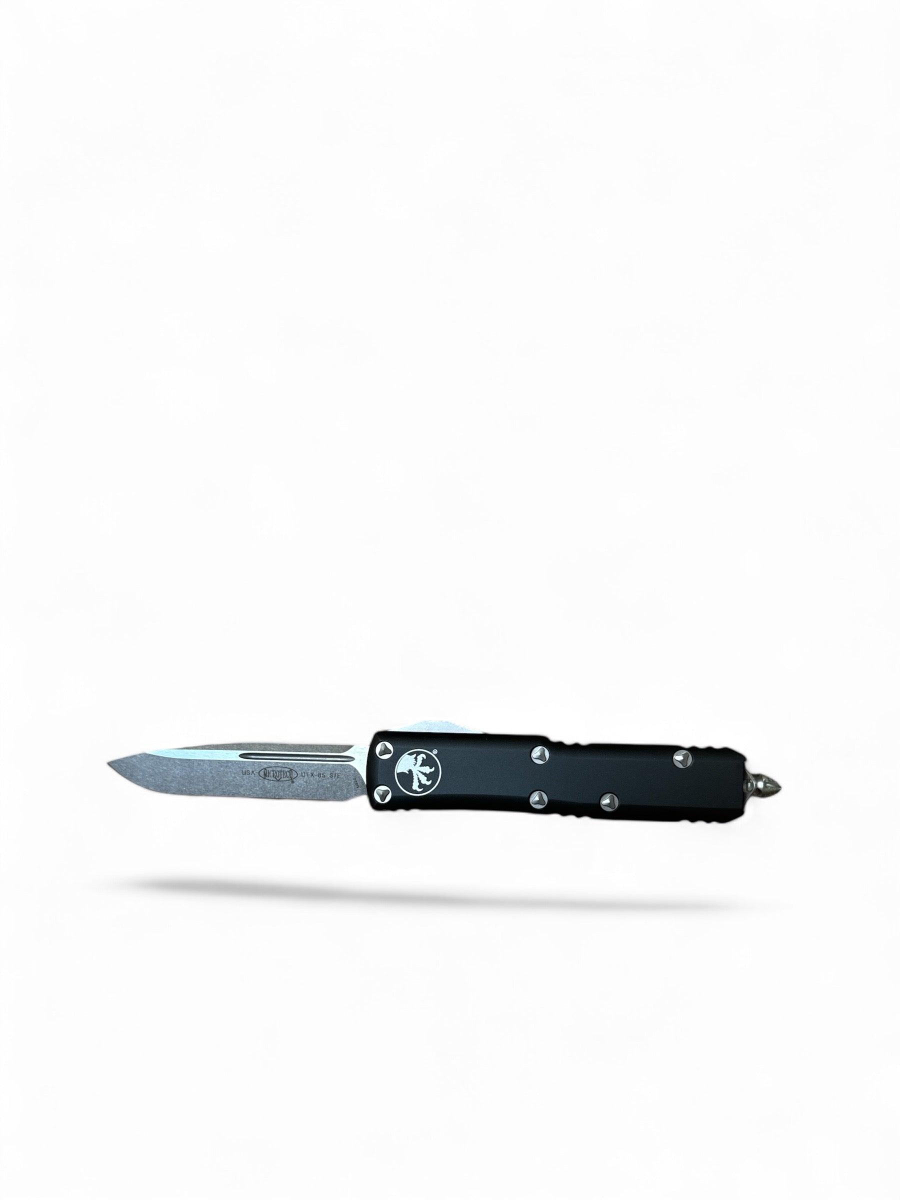 Microtech 231-10 UTX-85 S/E - Black Handle - Contoured - Stonewashed Blade