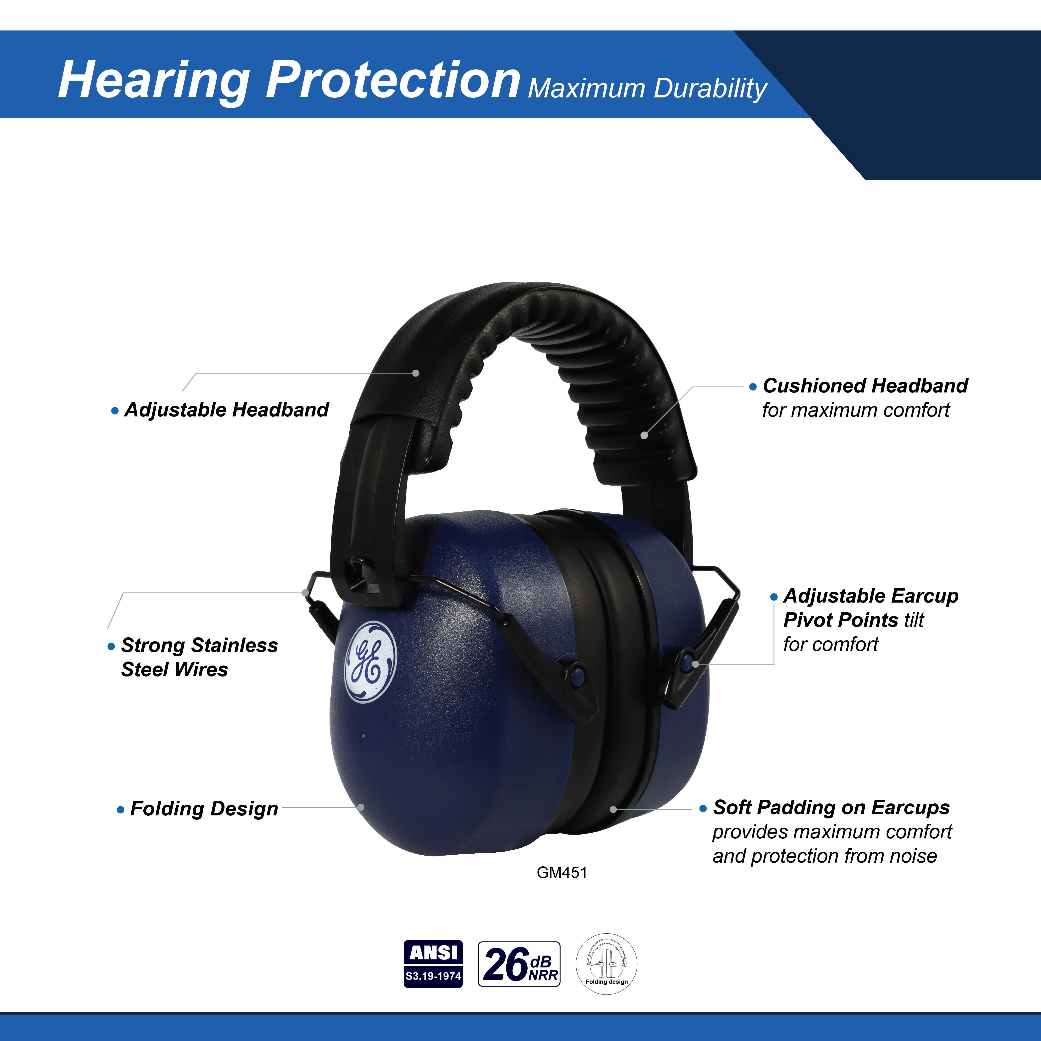 General Electric Folding Protective Earmuff with high impact resistant ABS (GM451)