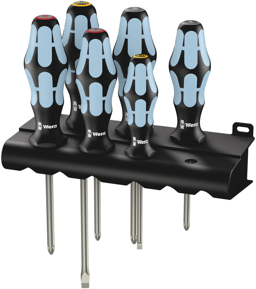 Wera 3334/3350/3355/6 Screwdriver set, stainless and rack 05032063001