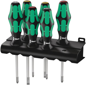 Wera 335/350/355/6 Screwdriver set Kraftform Plus Lasertip and rack 05105622001