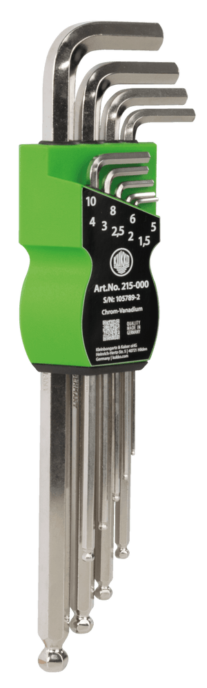 Kukko 215-000 (MM) Hex key L-wrenches with ball head in TURNUS clip - Apollo Industries llc
