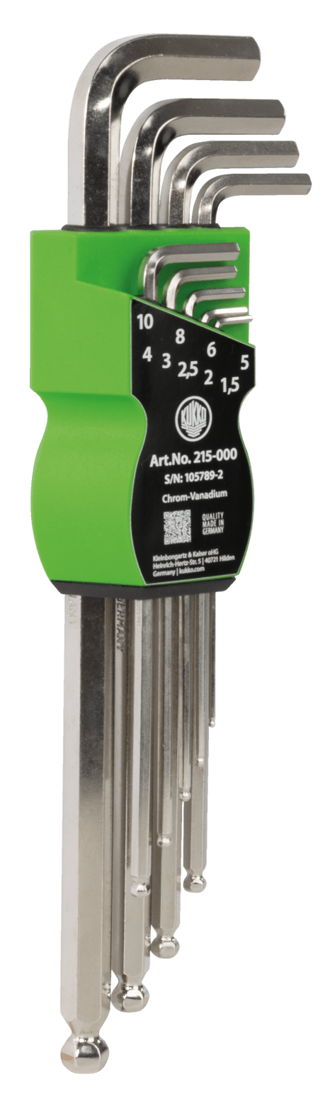 Kukko 215-000 (MM) Hex key L-wrenches with ball head in TURNUS clip - Apollo Industries llc