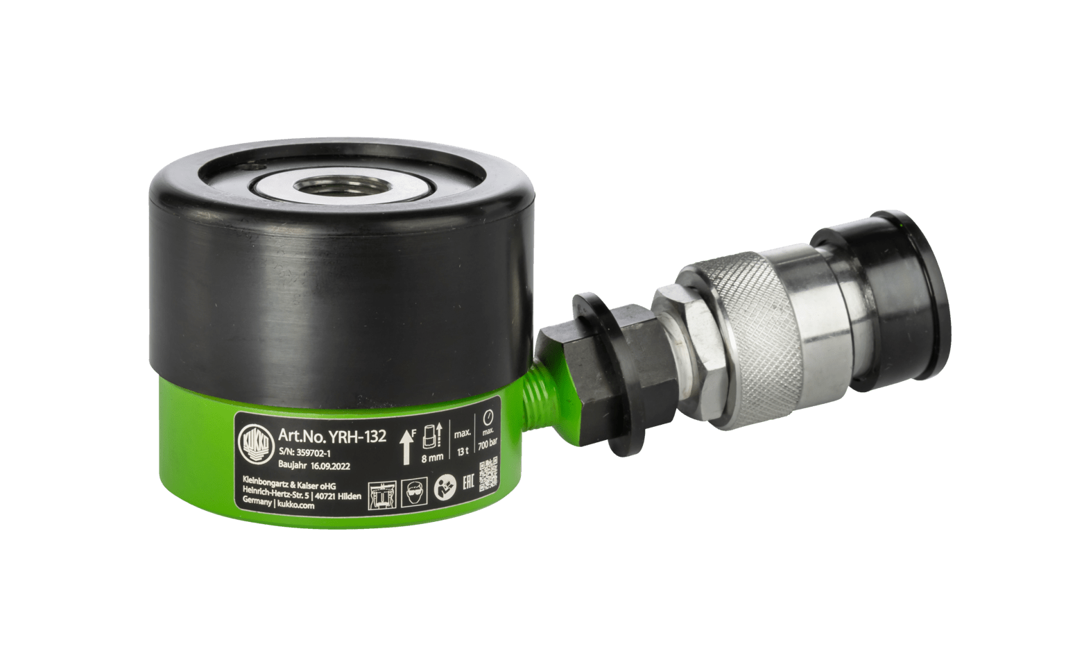 Kukko YRH-132 Hydraulic hollow piston cylinder - Apollo Industries llc