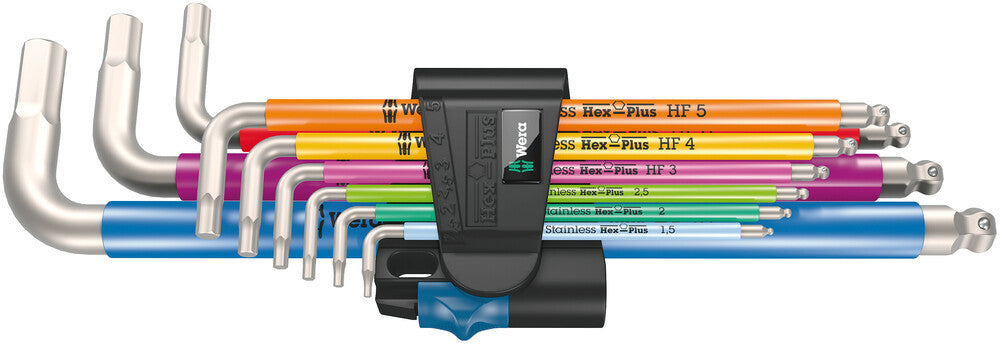 Wera 3950/9 Hex-Plus Multicolour HF Stainless 1 L-key set, metric, stainless steel, with holding function 05022699001