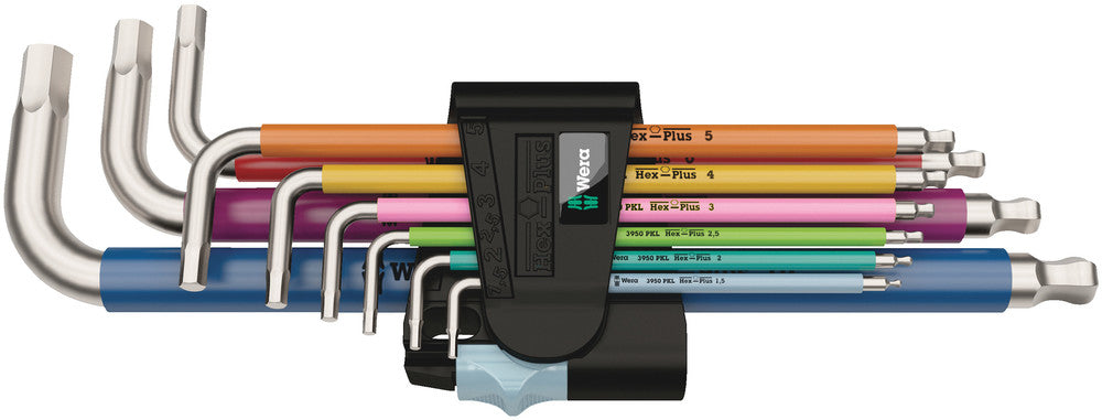 Wera 3950/9 Hex-Plus Multicolour Stainless 1 L-key set, metric, stainless 05022669001