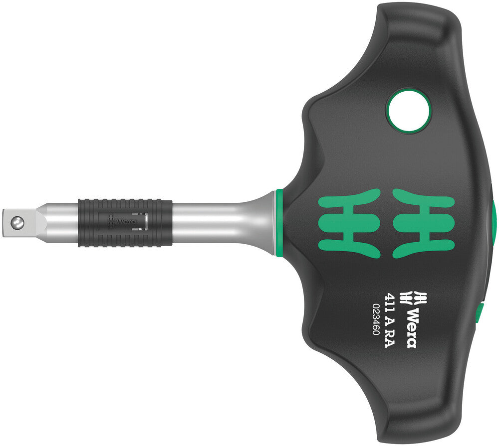 Wera 411 A RA T-handle adapter screwdriver with ratchet function, 1/4" 05023460001
