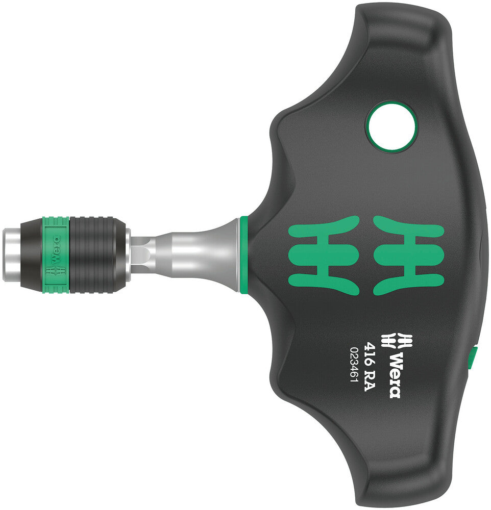 Wera 416 RA T-handle bitholding screwdriver with ratchet function and Rapidaptor quick-release chuck 05023461001