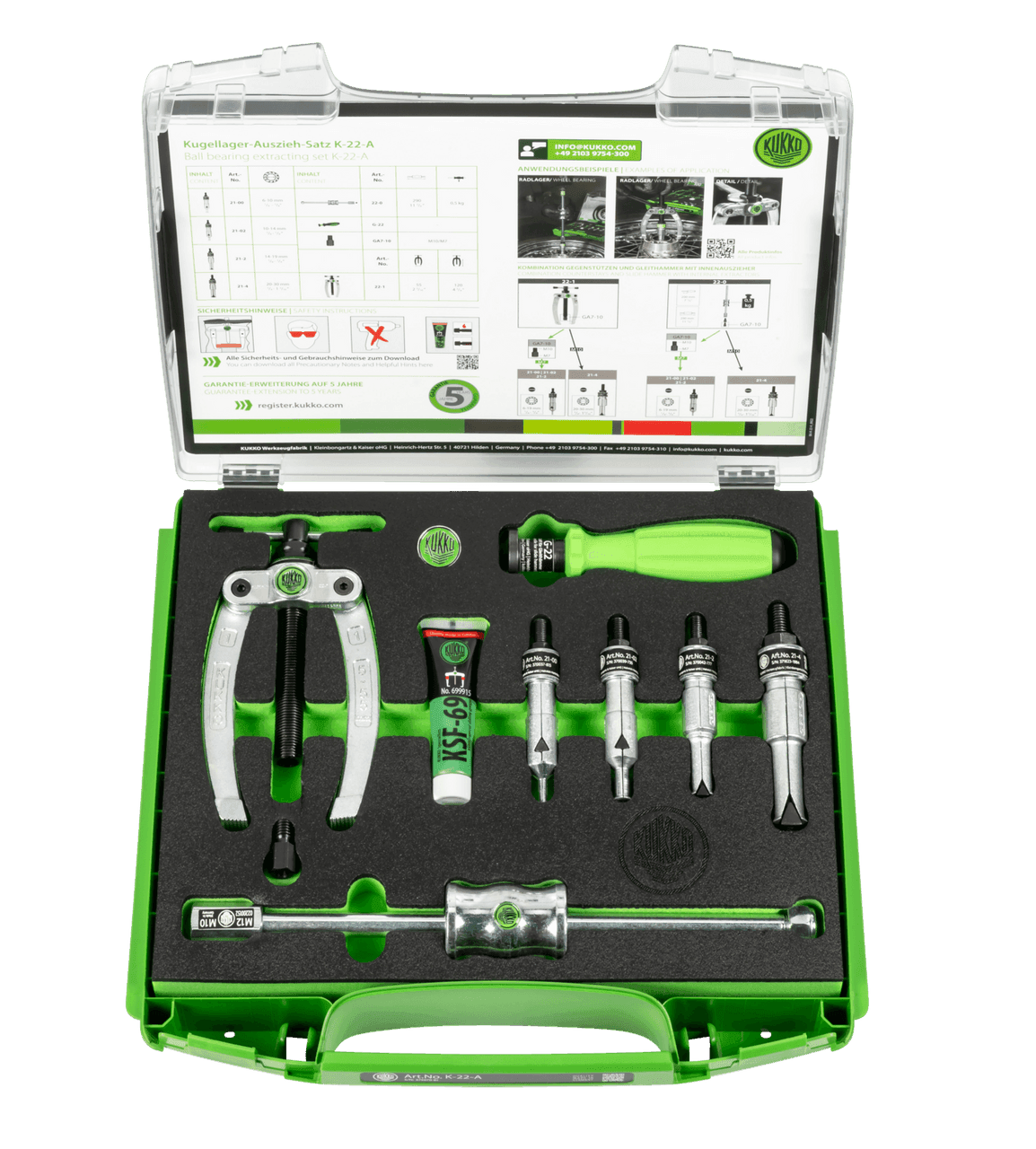 Kukko K-22-A Ball bearing extraction set