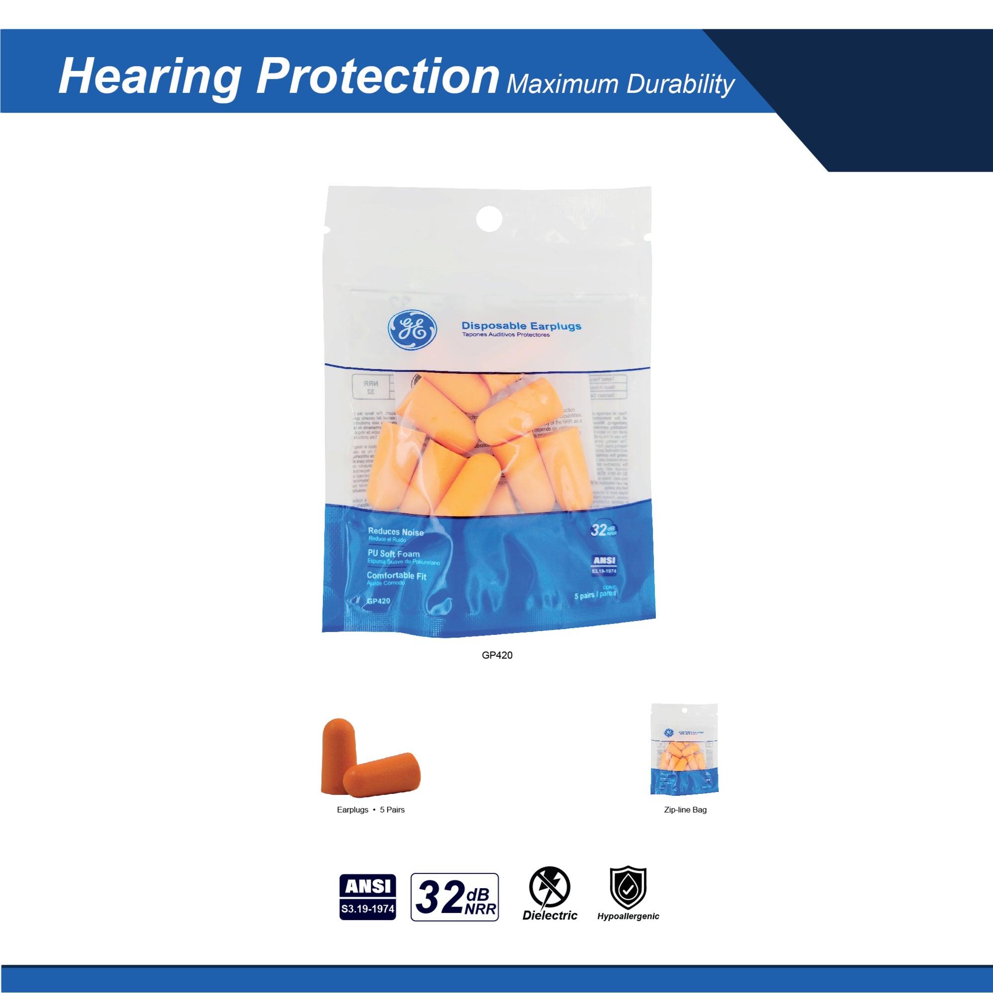 General Electric Bullet Shaped Disposable Earplug 5 Pairs (GP420)