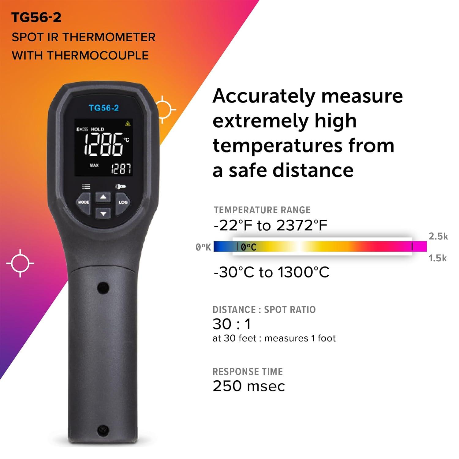 FLIR TG56-2 Infrared Spot Thermometer with Digital Readout: for Non-Contact Temperature Measurements up to 2,372 Degrees F