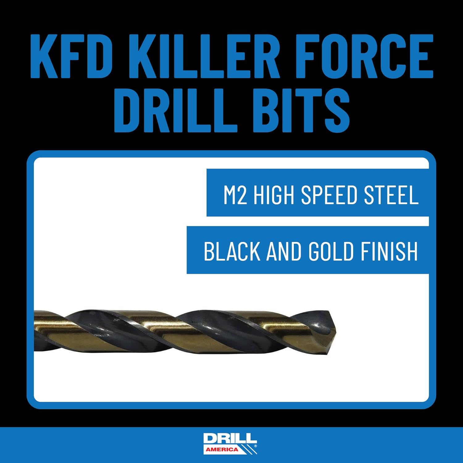 Drill America KFD29J-PC 29 Piece KFD HSS Black & Gold Jobber Drill Bit Set in Bit Cooler Case (1/16 - 1/2 x 1/64)