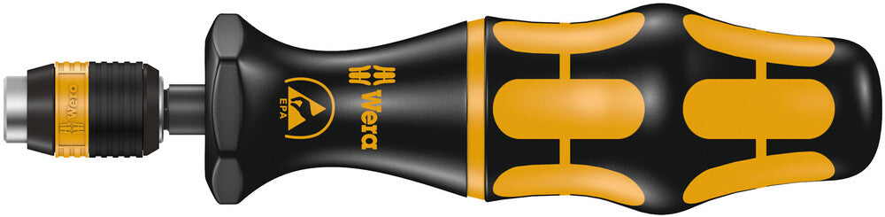 Wera 7400 ESD series Kraftform Torque screwdrivers, with factory pre-set value (0.1-1.5 Nm) and Rapidaptor quick-release chuck, handle size 105 mm 05074842001