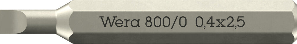 Wera 800/0 Micro bits for slotted screws 05058101001