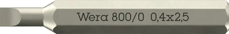 Precision flathead screwdriver bit with Wera 800/0 0.4x2.5 marking