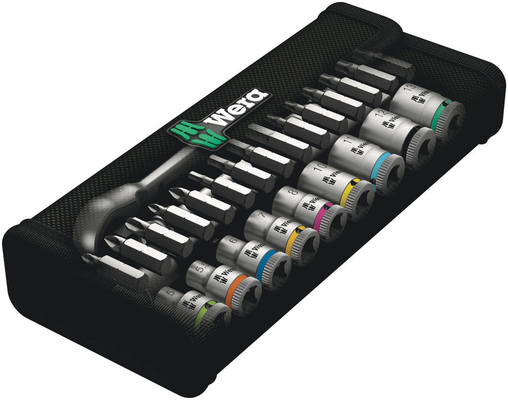 Wera 8100 SA 8 Zyklop Metal Ratchet Set with switch lever, 1/4" drive, metric 05004018001