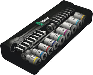 Wera 8100 SB 10 Zyklop Metal Ratchet Set with push-through square, 3/8" drive, imperial 05004050001
