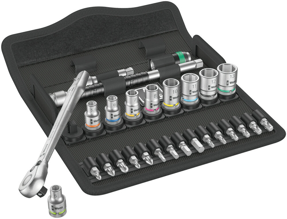 Wera 8100 SA 8 Zyklop Metal Ratchet Set with switch lever, 1/4" drive, metric 05004018001