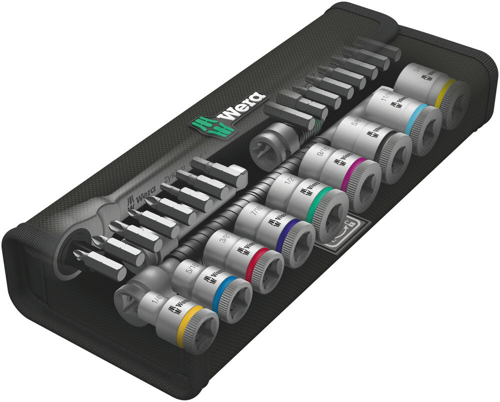 Wera 8100 SB 11 Zyklop Metal Ratchet Set with switch lever, 3/8" drive, imperial 05004051001
