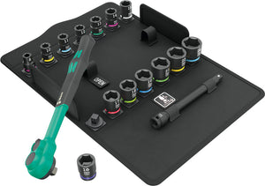 Wera 8100 SB 12 Zyklop Comfort Ratchet set, reversing lever, 3/8" drive, metric 05005530001