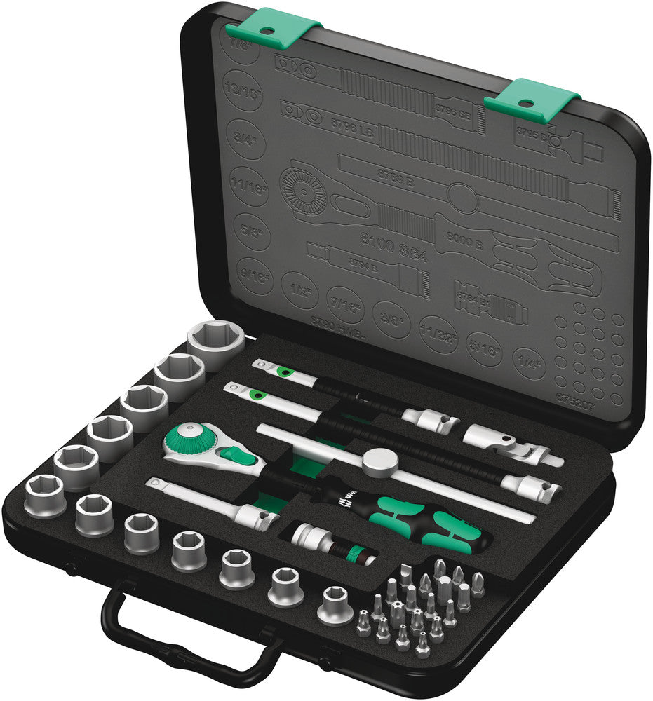 Wera 8100 SB 4 Zyklop Speed Ratchet Set, 3/8" drive, imperial 05003596001